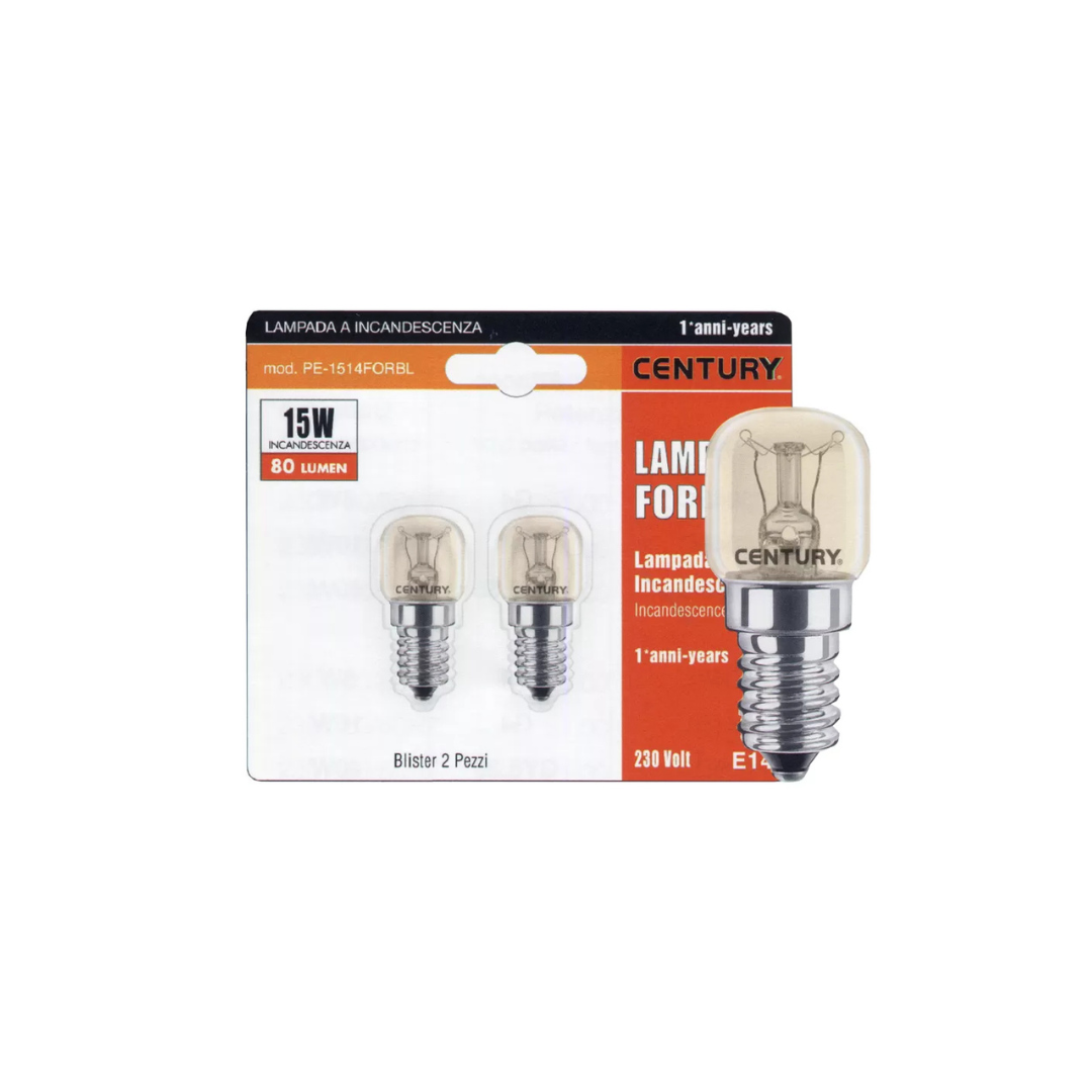 Century PE1514FORBL Lampadine Forno 15W E14 230V Luce Calda 2200K Blister 2 Pezzi