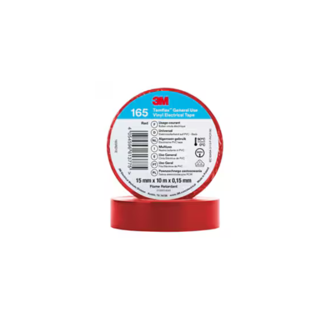 Nastro Isolante 3M Temflex 165 in Vinile Rosso 15 mm x 10 m