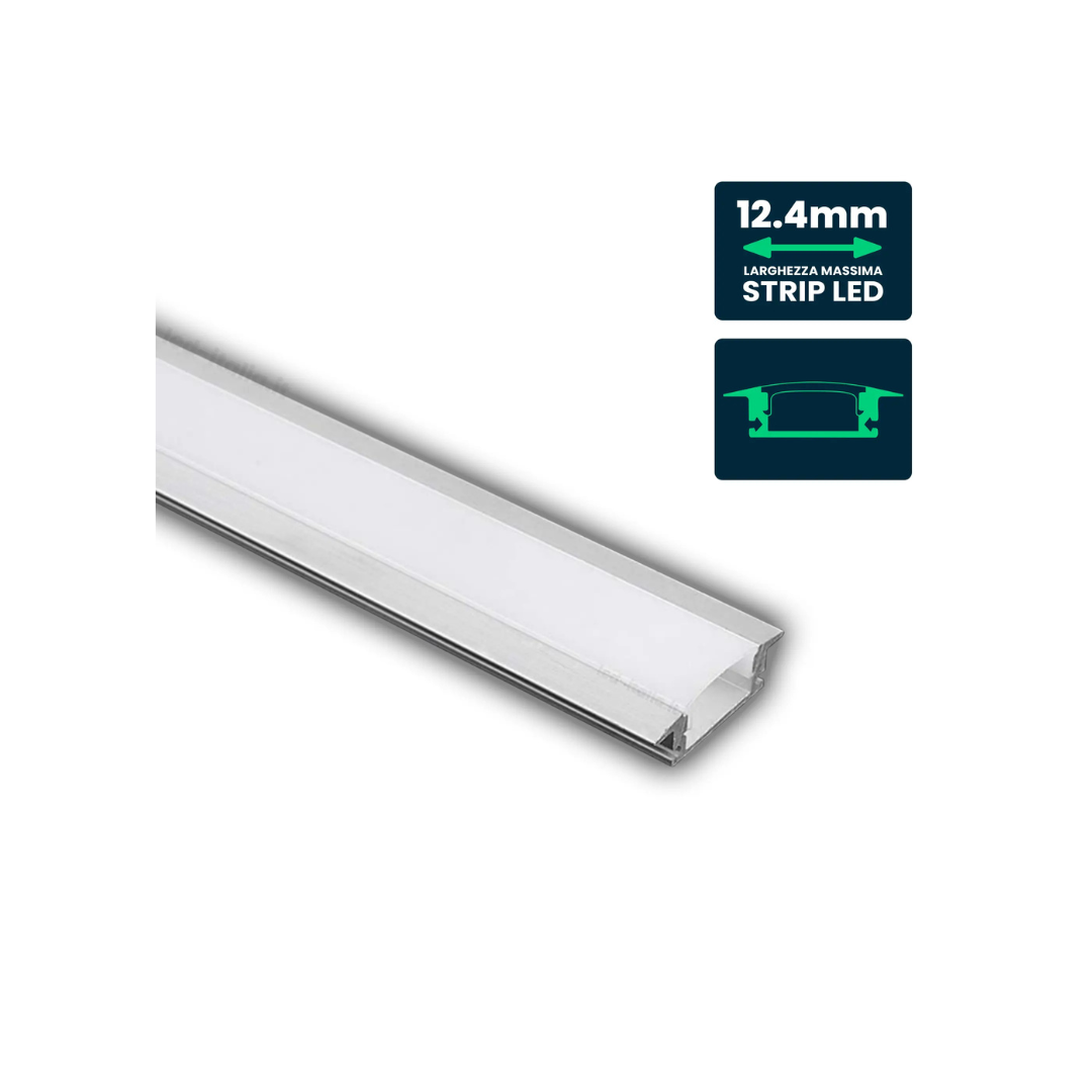 Profilo Lineare da Incasso V-TAC per Strip LED fino a 12,4 mm Silver 2000x24,7x7 mm