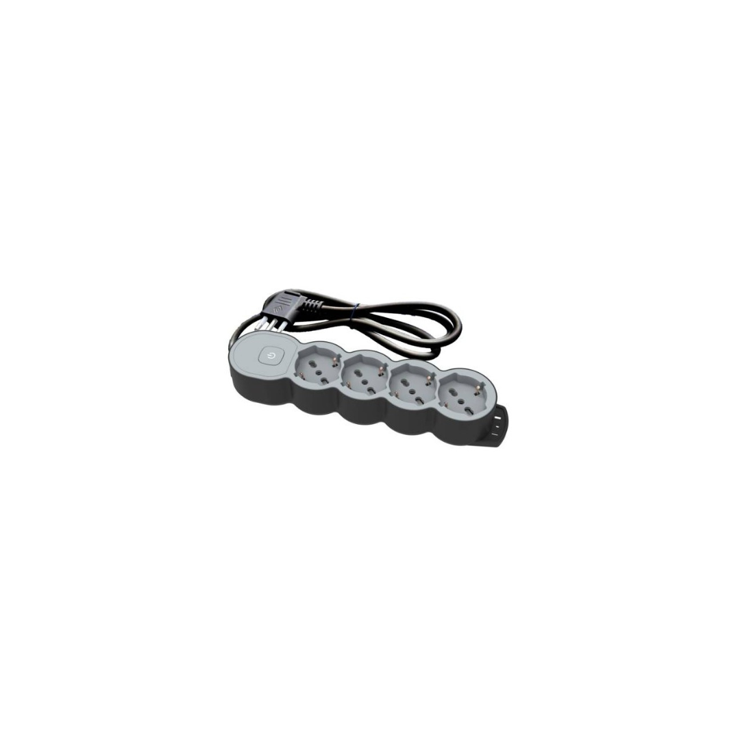 Multipresa 4 Prese P40 con Interruttore ON/OFF, Spina 16A e Cavo 1,5 m Nera e Grigia – ECOVA 30263