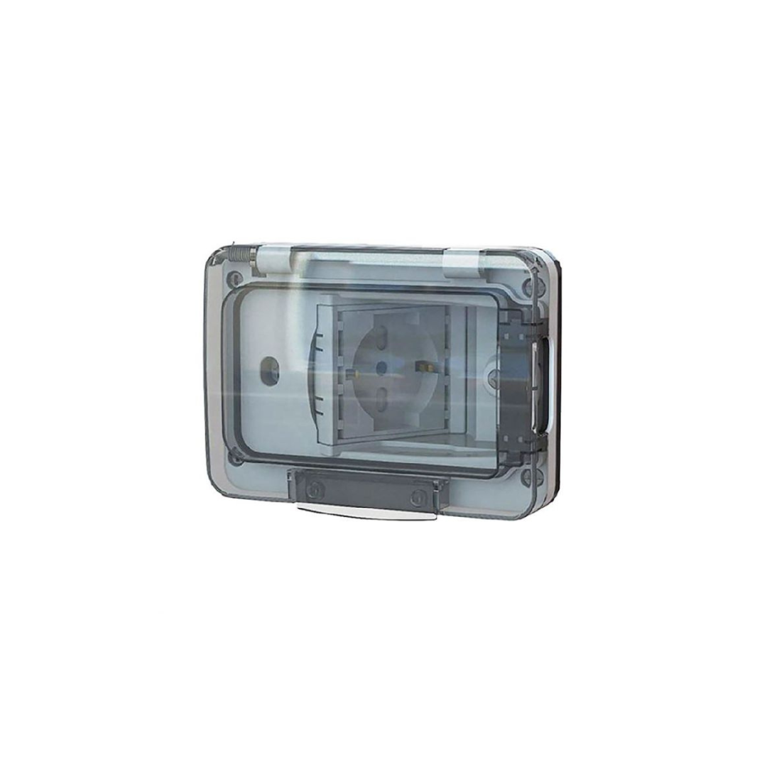 Custodia WIDE Bianca IP55 con Presa Schuko Integrata – 4Box 4B.W.01.015