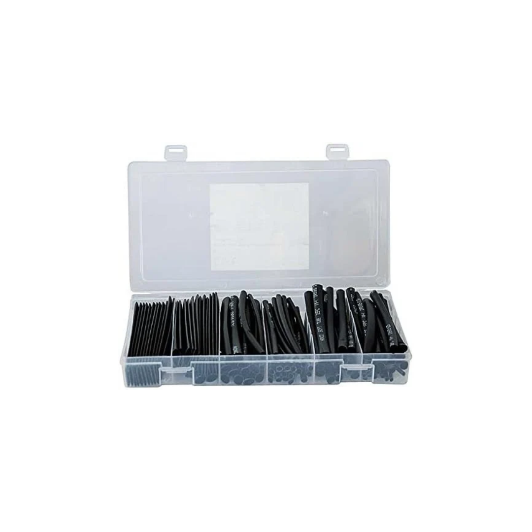 Kit Guaina Termorestringente Nera 100 Pezzi – Diametri 2, 3, 5, 6, 8 e 10 mm, Lunghezza 10 cm