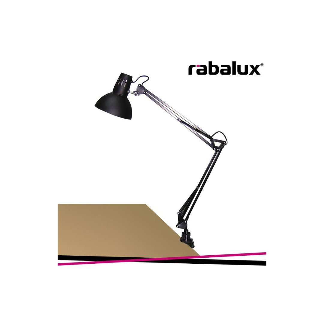 Lampada da Scrivania ARNO Nera con Morsetto H 70 cm E27 Max 60W – Rabalux 4215