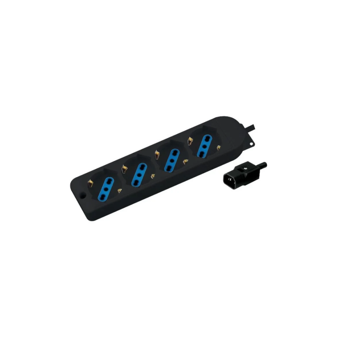 Elcart 28/01620-00 – Presa Multipla 4 Posti Nera con Spina C14 per UPS