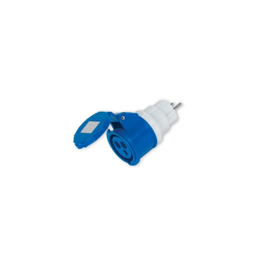 Adattatore Industriale Presa 2P+T 220V Blu a Spina Schuko | Ecova 20555
