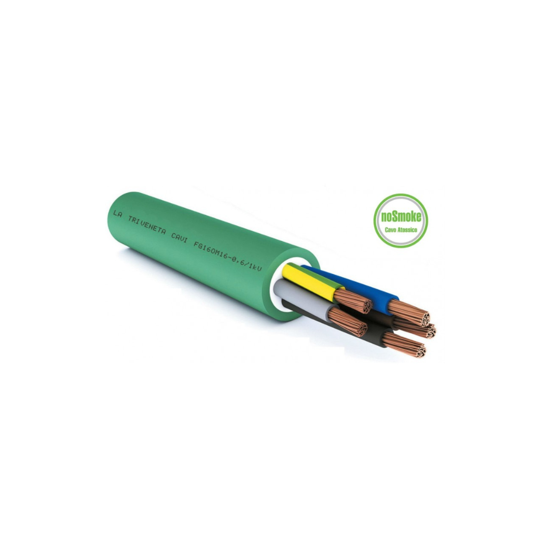 Cavo FG16M16 5G10mmq No smoke guaina verde 0.6/1kV con giallo verde MT