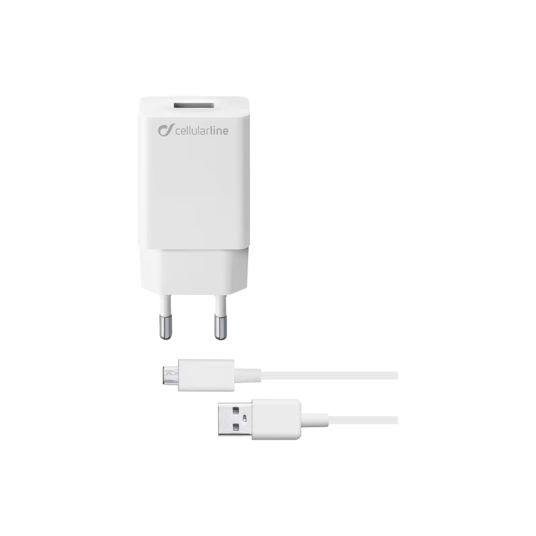Kit caricabatteria+cavetto microusb 10w bianco Cellularline