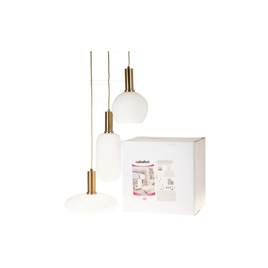 Lampada a Sospensione Rabalux Sinopia 3×E27 Oro/Opaco – Cod. 5225