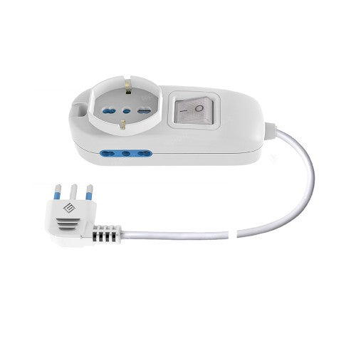 Multipresa ECOVA 1 uscita universale, 2 bipasso cavo 1.5mt 30331N