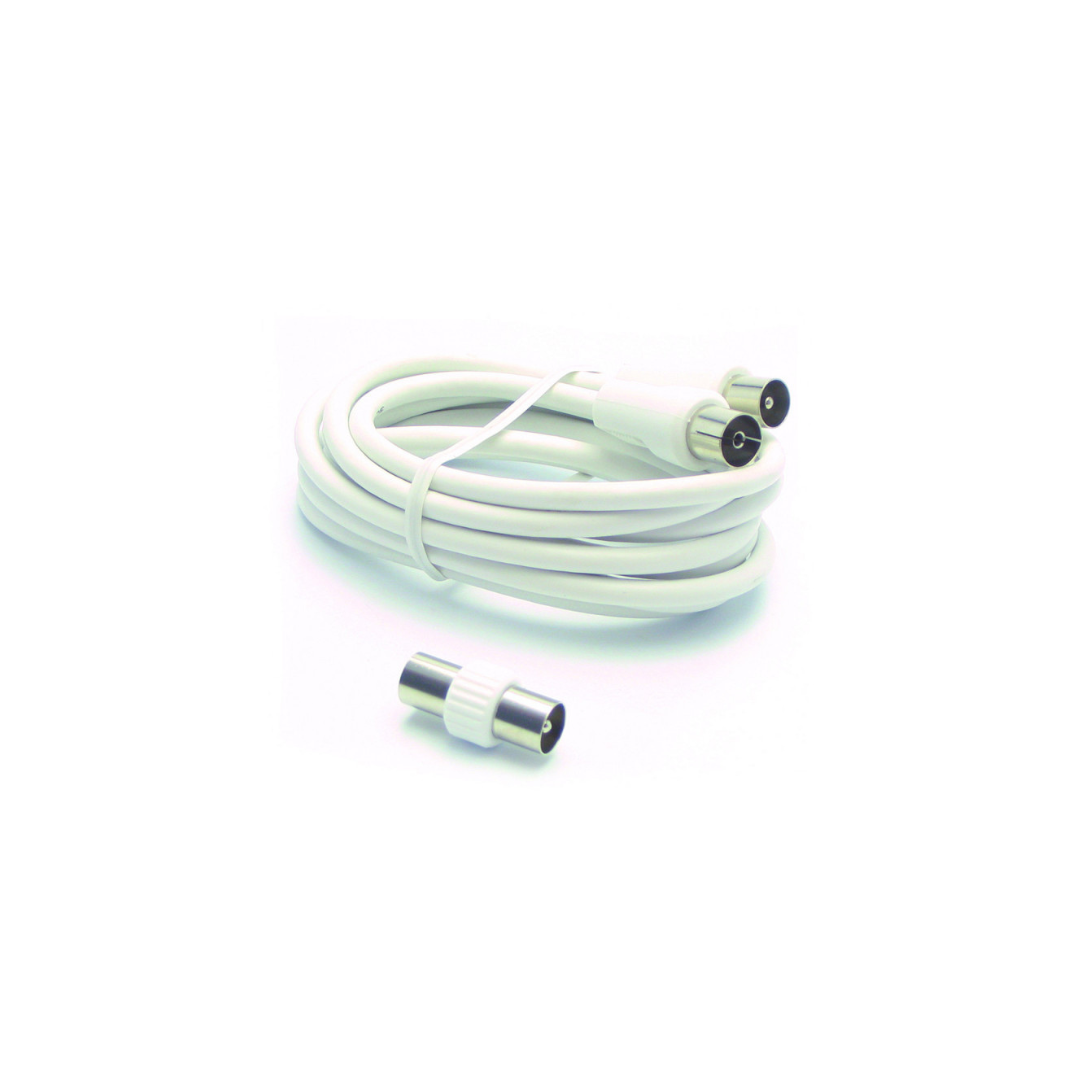 Cavo TV 9,52mm mas/fem + adattatore mas/mas 1,5 m - bianco -