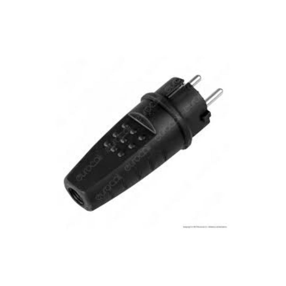 SPINA SCHUKO IN GOMMA ANTISPRUZZO IP44 NERA