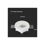 V-TAC Portafaretto LED da Incasso Rotondo GU10 e GU5.3 (MR16) Corpo in Gesso Bianco