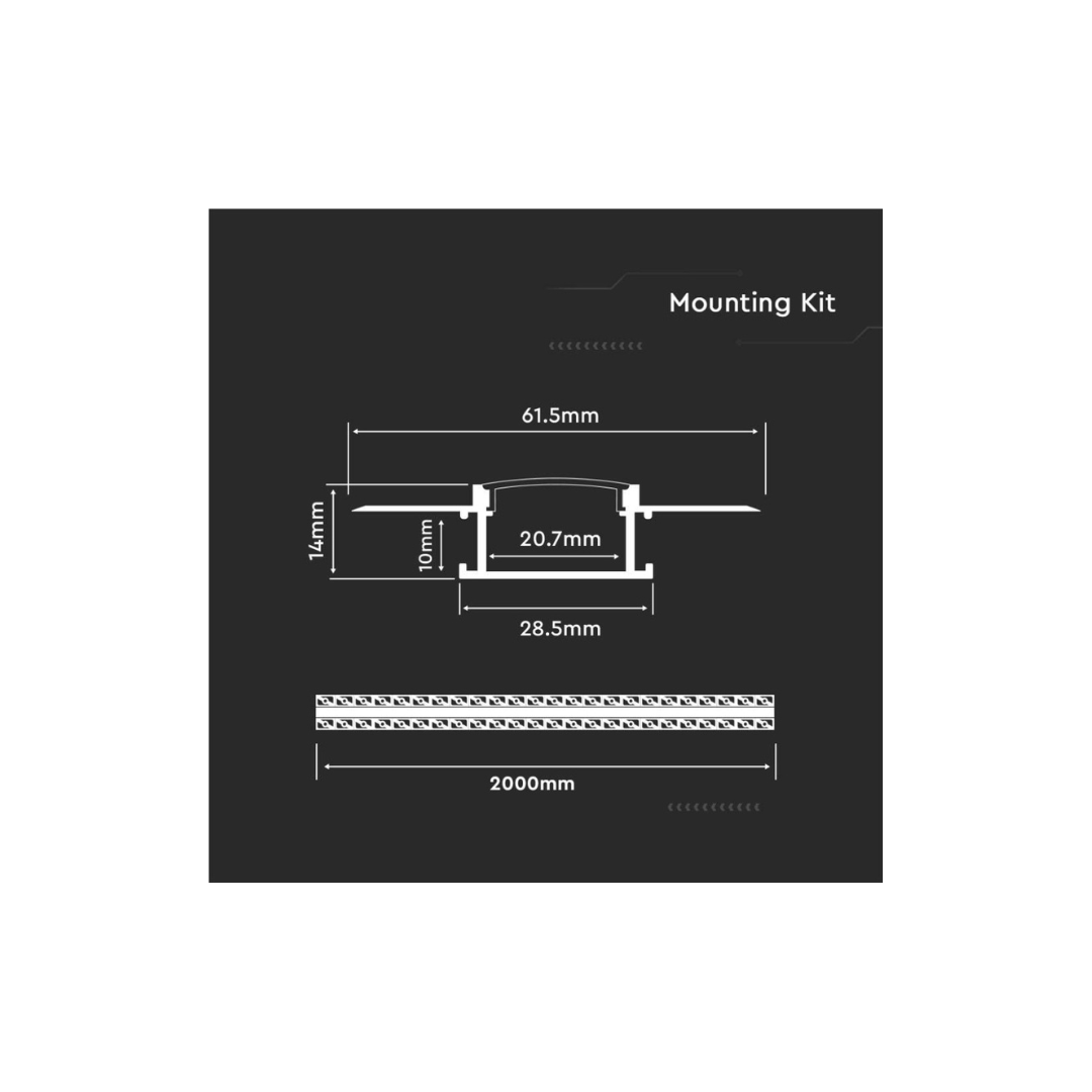 Profilo Lineare a Incasso per Cartongesso Silver 3359 vtac