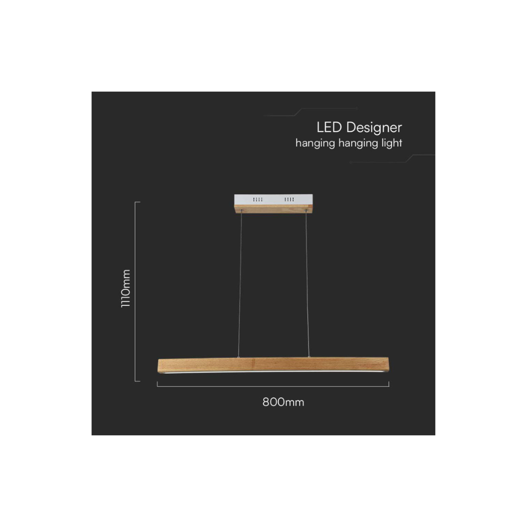 Lampadario LED a Sospensione 12W Colore Legno 4000K vTac 23100