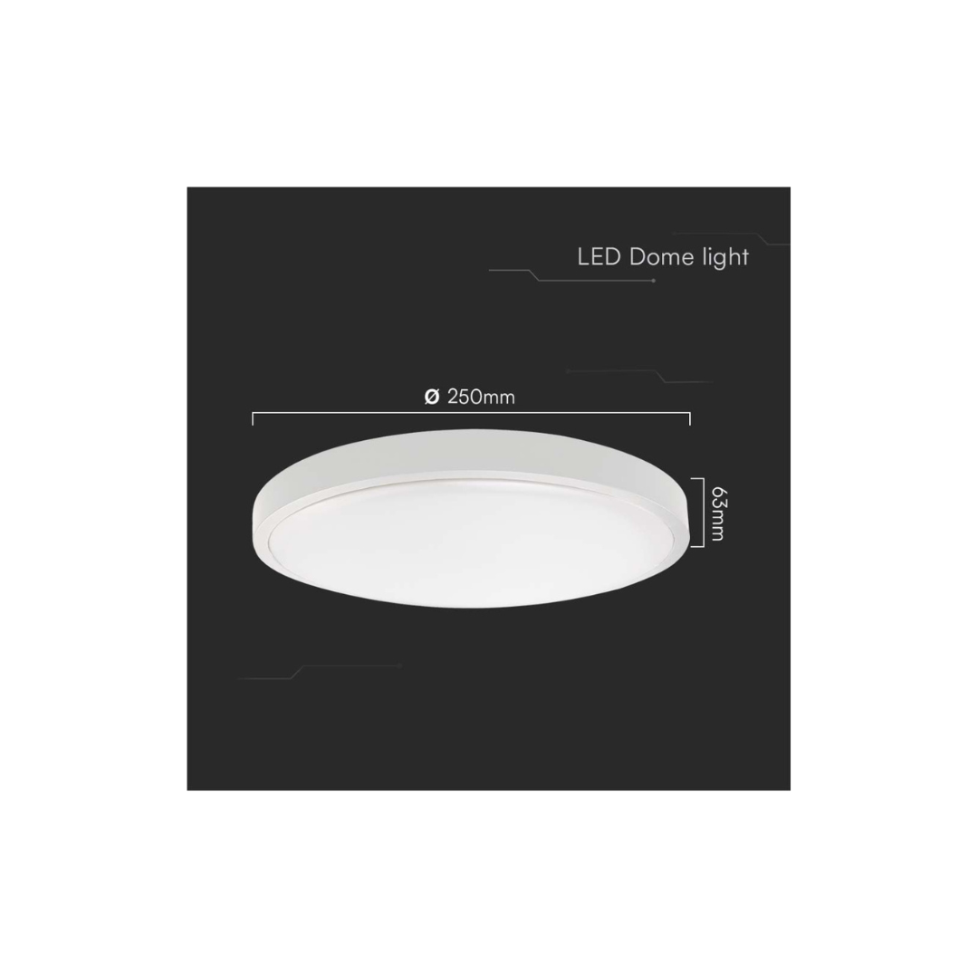 Plafoniera LED Rotonda 18W Cornice Bianca 4000K IP44 Vtac 76161