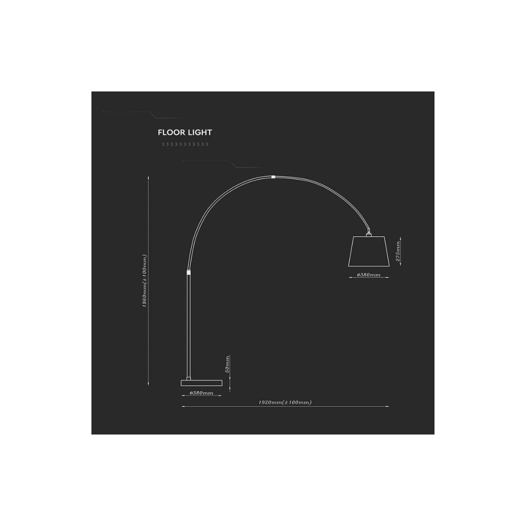 Piantana Ricurva con Portalampada E27 Nero h196cm Vtac 8564