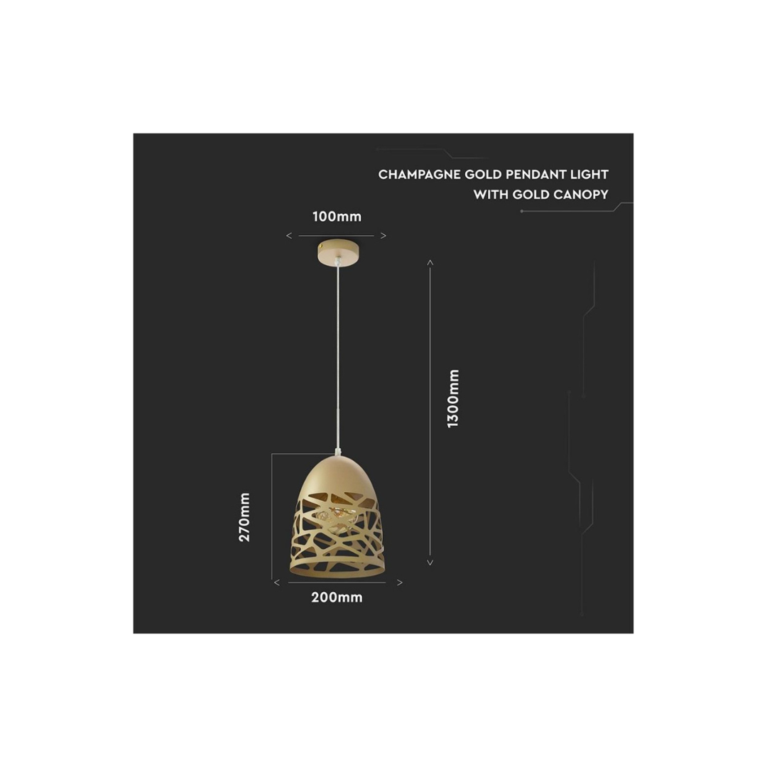 Lampadario LED a Campana in Metallo Satinato Champagne 3821 Vtac