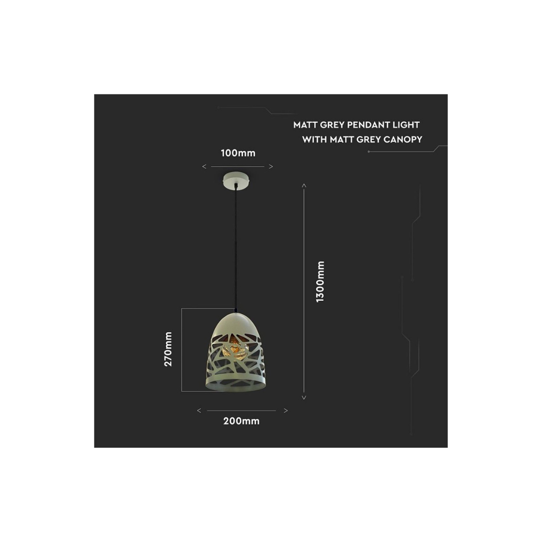 Lampadario LED a Campana in Metallo Satinato Grigio Vtac 3822