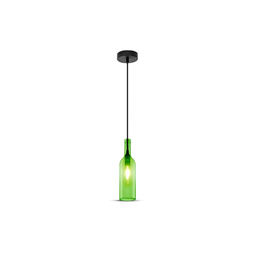 Lampadario LED a Bottiglia in Vetro con Portalampada E14  Verde 3767 vtac