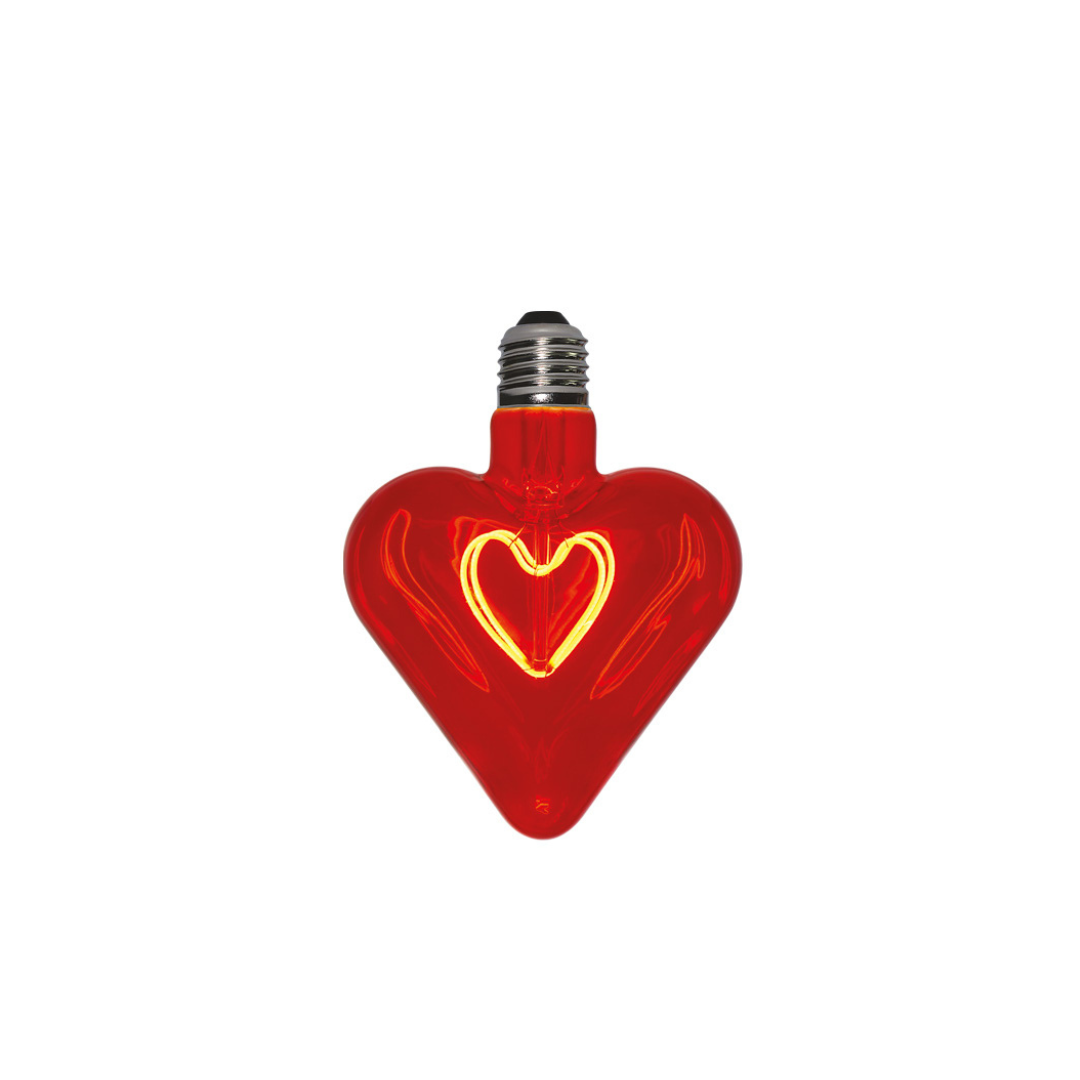 Lampadina LED Daylight Vintage Heart Red E27 700183.0DA – Effetto Cuore in Vetro Rosso