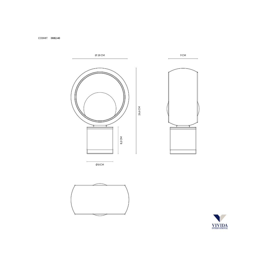 Lampada da Tavolo Cosmit Ø18 Marrone Ossidato – Vivida SKU 0082.40.BRL
