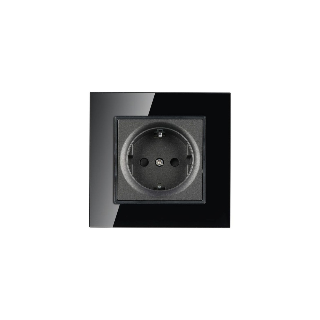 V-TAC Presa ad Incasso Singola Schuko + 10A 2P+T in Vetro Nero – Elegante e Resistente