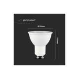 V-TAC PRO Faretto LED GU10 Chip Samsung 7,5W 6500K Fascio 110° – SKU 21874 VT-292