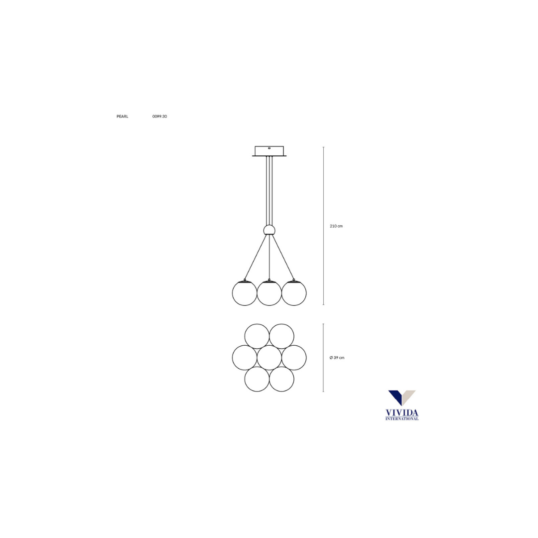 Lampada a Sospensione Pearl 7 Luci Oro Spazzolato 36W 3000K – Vivida SKU 0099.30.OS