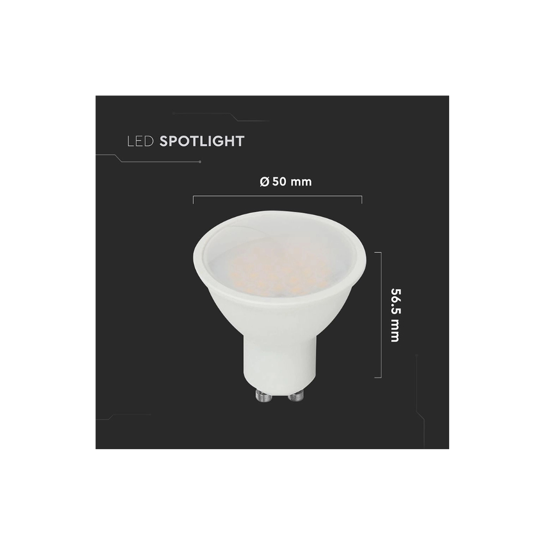 V-TAC Faretto LED GU10 10W 6500K Fascio 100° Copertura Satinata – SKU 218801 VT-271-N-N