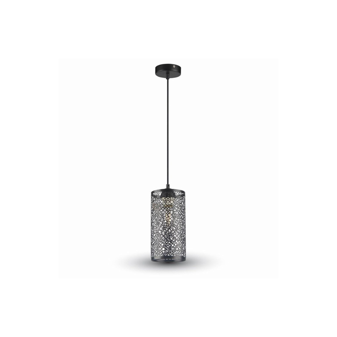 V-TAC Lampadario a Cilindro Alveolare Nero Opaco Ø13x130cm con Attacco E27 Max 60W – Metallo Satinato