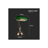 V-TAC Lampada da Tavolo Vintage Verde in Metallo con Attacco E27 e Diffusore in Vetro Inclinabile 90°
