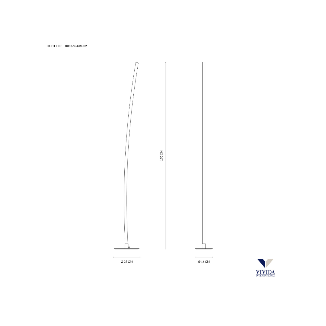 Piantana LED Light Line Bianco e Cromo 20W 3000K Dimmerabile – Vivida SKU 0088.50.CR DIM