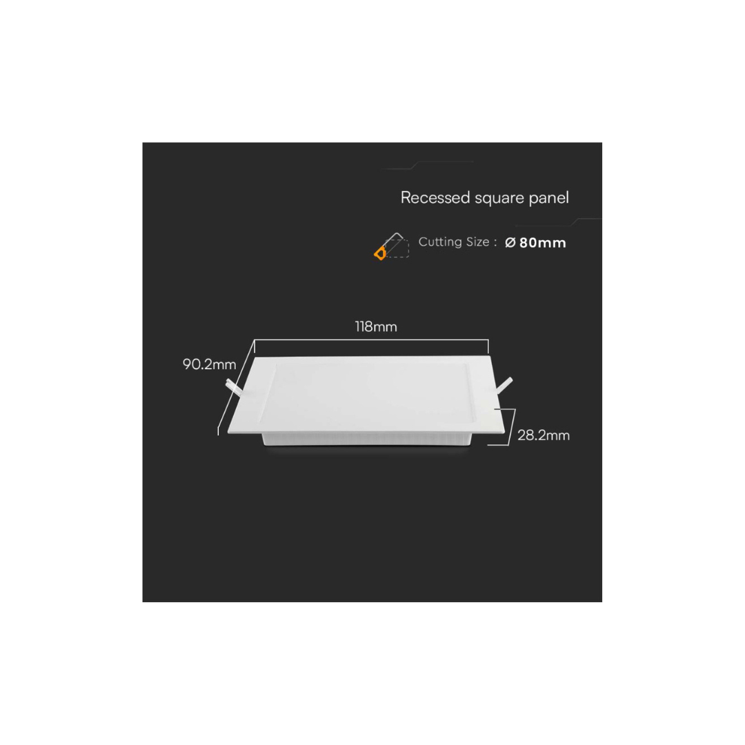 V-TAC Mini Pannello LED 3W da Incasso Quadrato 4000K – Luce Naturale (Cod. 10478)