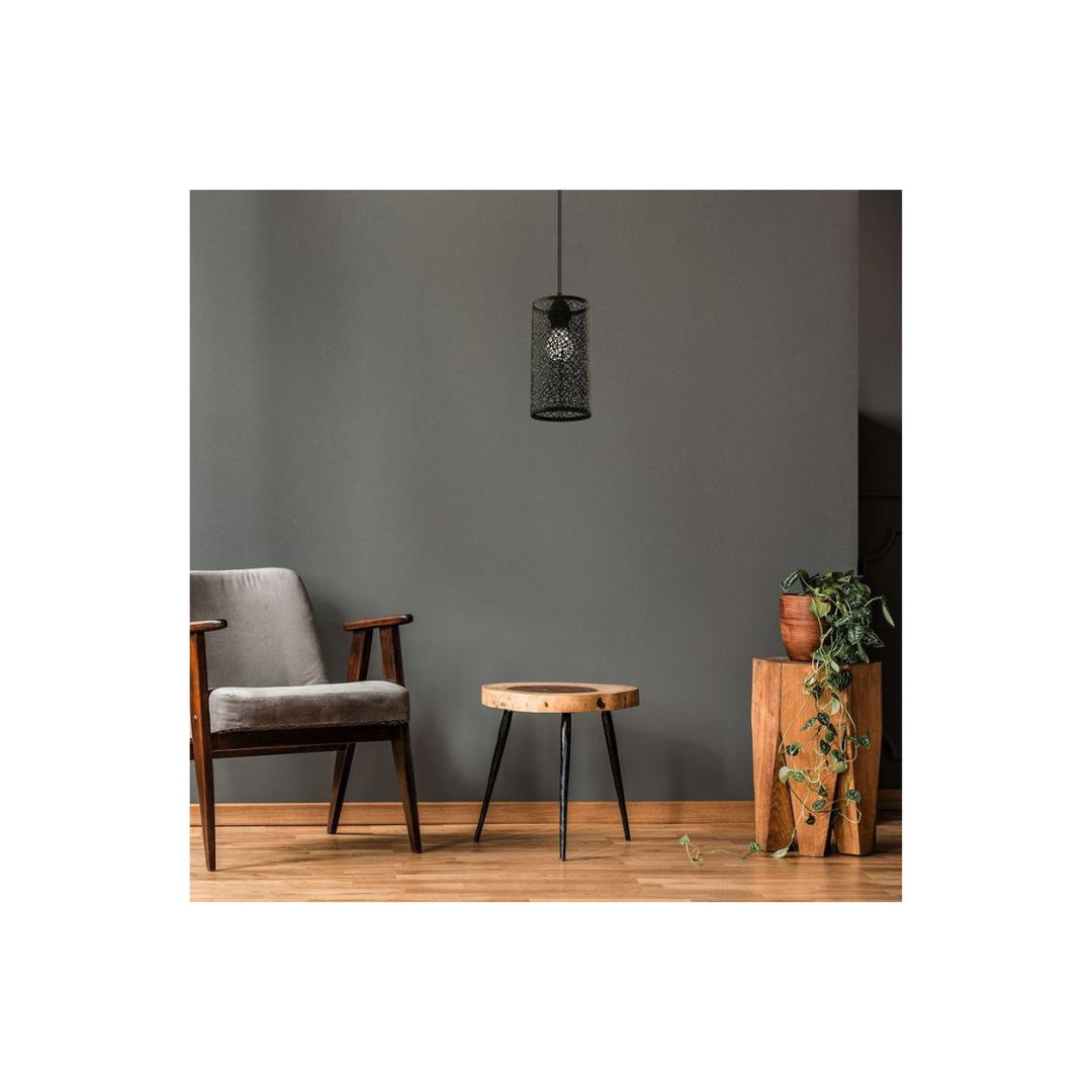 V-TAC Lampadario a Cilindro Alveolare Nero Opaco Ø13x130cm con Attacco E27 Max 60W – Metallo Satinato