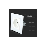 V-TAC Presa Singola da Incasso Schuko 10A in Vetro Bianco 158x86mm – Design Moderno