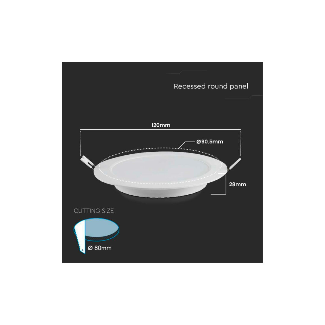 Mini Pannello LED Rotondo V-TAC 3W 3000K Bianco – Foro 77-82 mm Incasso