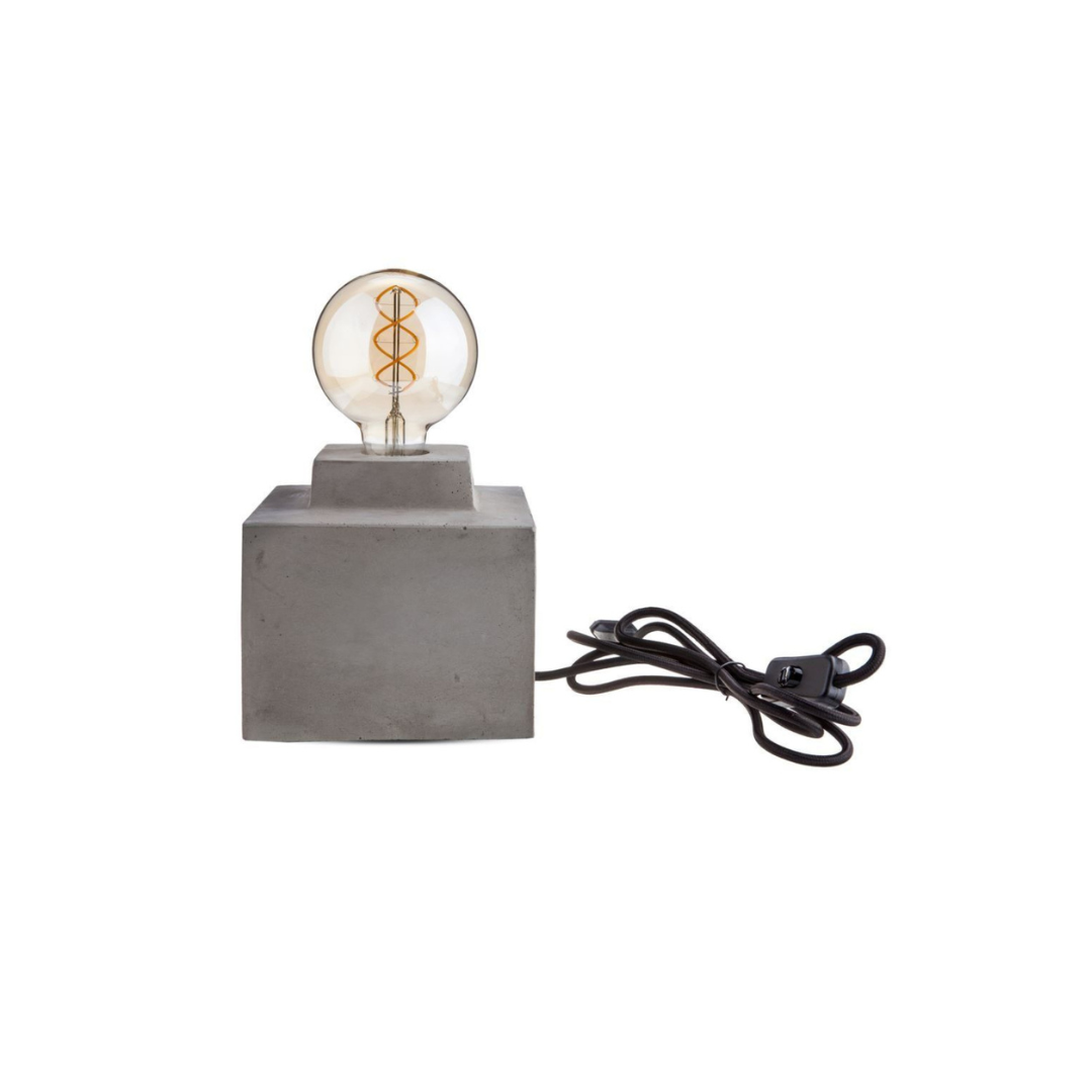 Lampada da Tavolo V-TAC Quadrata con Portalampada E27 (Max 60W) – Base in Calcestruzzo Design Moderno