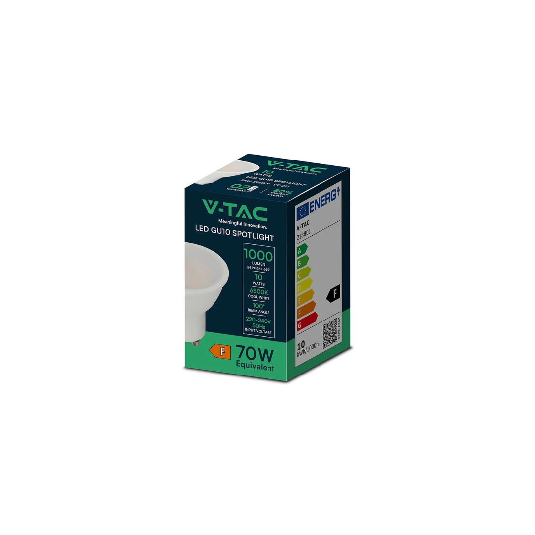 V-TAC Faretto LED GU10 10W 4000K Fascio 100° Copertura Satinata – SKU 218791