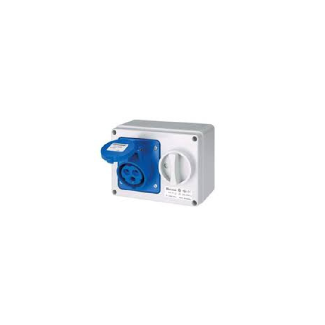 Elettrocanali EC690901 Presa Interbloccata Orizzontale da Parete 16A 2P+T 230V IP44