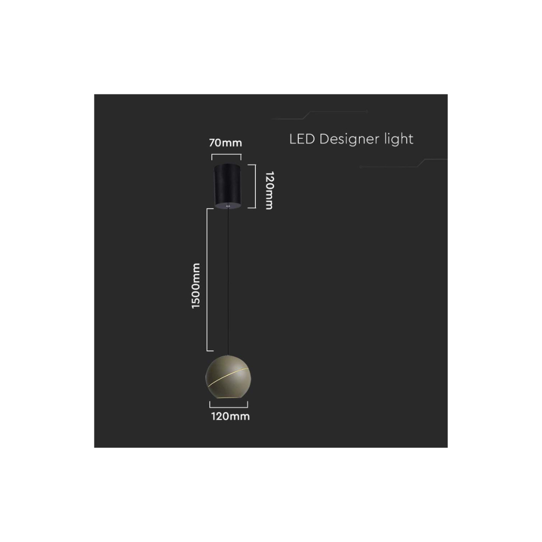 Lampadario LED a Sospensione V-TAC 8.5W Ø12x162 cm – Coppa in Metallo 3000K Luce Calda Champagne