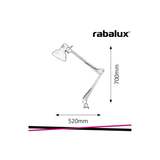 Lampada da Scrivania ARNO con Morsetto H 70 cm E27 Max 60W Bianca – Rabalux 4214