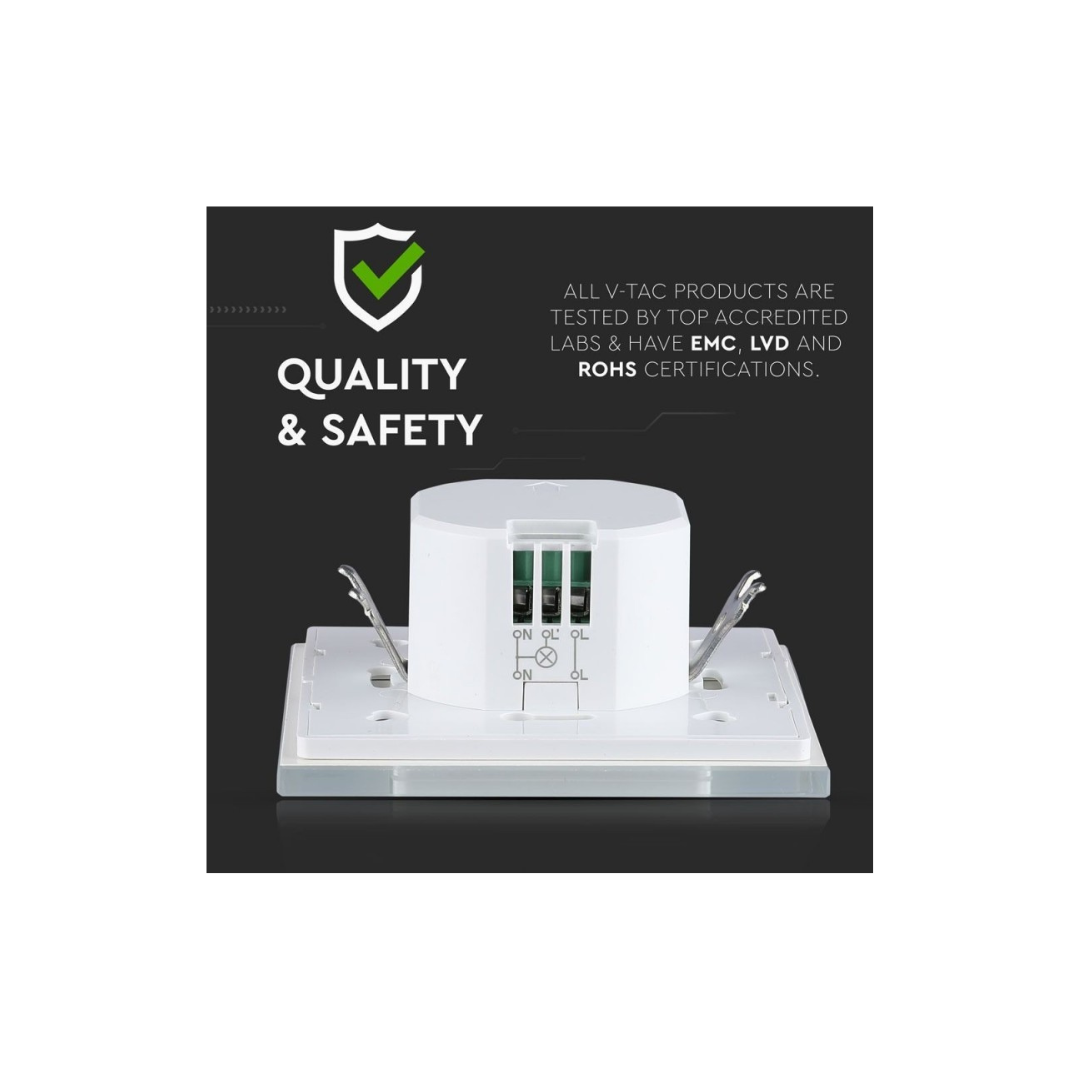 V-TAC Sensore a Microonde VT-8084 180° 300W LED – Regolabile Tempo e Sensibilità, IP20 Bianco