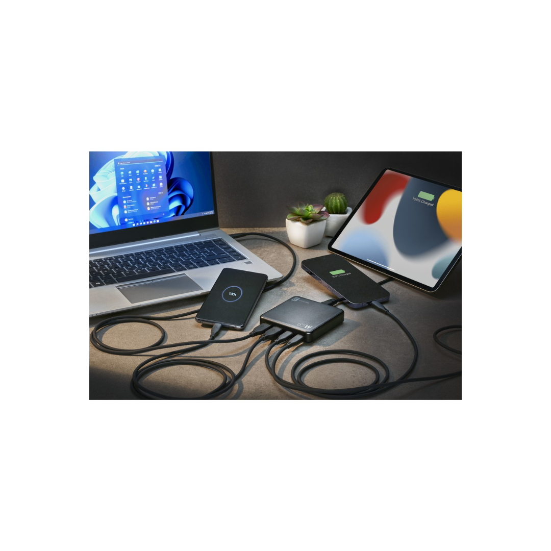 Caricatore da Scrivania Cellularline Multipower Desk 65W GaN – ACHUSBGAN4PD65WK