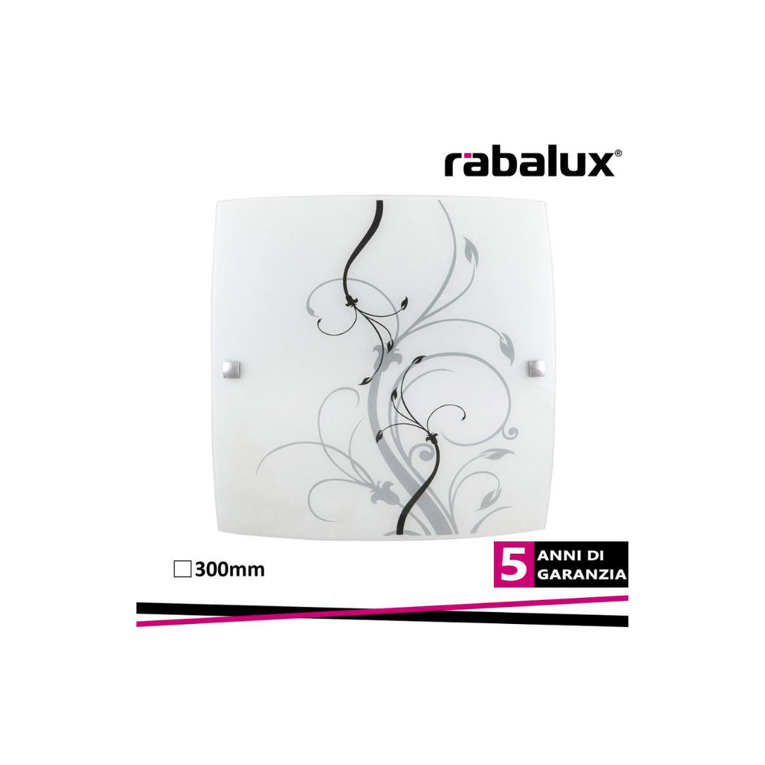 Plafoniera ELINA 30x30 cm E27 Max 60W Vetro Bianco Decorato – Rabalux 3692