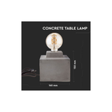 Lampada da Tavolo V-TAC Quadrata con Portalampada E27 (Max 60W) – Base in Calcestruzzo Design Moderno