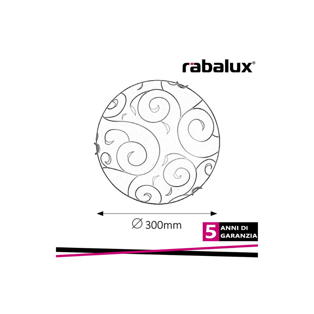 Plafoniera HARMONY LUX Ø 30 cm E27 Max 60W Vetro Bianco e Cromo – Rabalux 3852