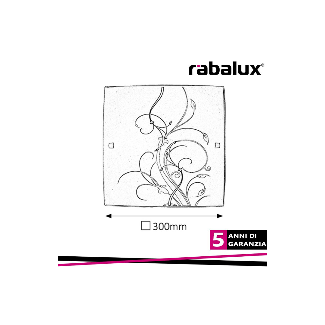 Plafoniera ELINA 30x30 cm E27 Max 60W Vetro Bianco Decorato – Rabalux 3692