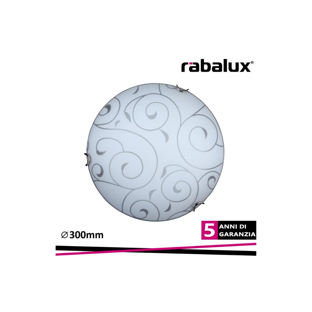 Plafoniera HARMONY LUX Ø 30 cm E27 Max 60W Vetro Bianco e Cromo – Rabalux 3852