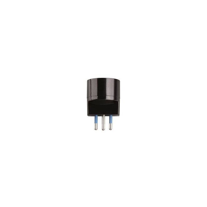 ADATTATORE SPINA 10A 2P+T PRESA STANDARD  TEDESCO IMQ NERO SFUSO