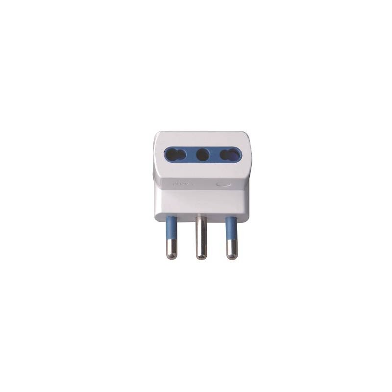 ADATTATORE SPINA 16A 2P+T 3 PRESE BIPASSO  10/16A IMQ BIANCO SFUSO